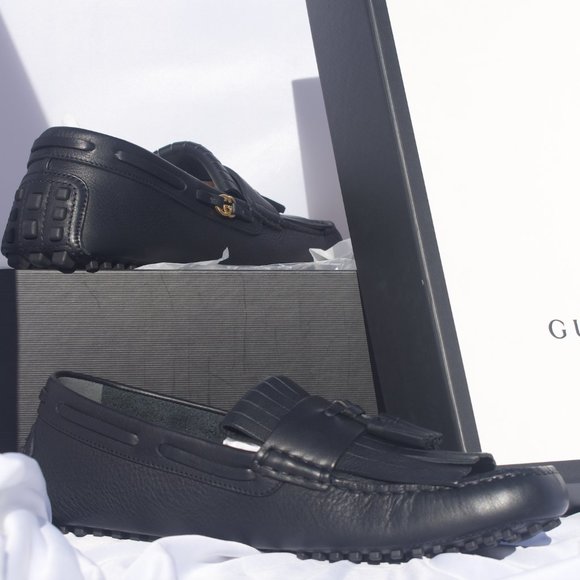 🤴HOST PICK🤴  ❤️Gucci Men's Black Driving Shoe with Tassel❤️ NEW IN NOX - Picture 1 of 5